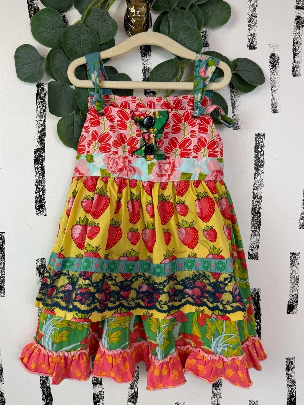 Matilda Jane Good Hart Strawberry Apron Toddler Girl Dress Size 2